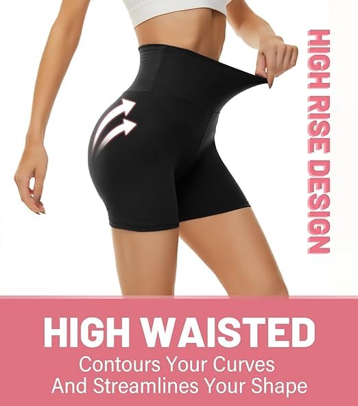 Image of CAMPSNAIL 4 Pack Biker Shorts for Women High Waist - 5 inch /8 inch Tummy Control Soft Athletic Yoga Workout Running Gym Shorts