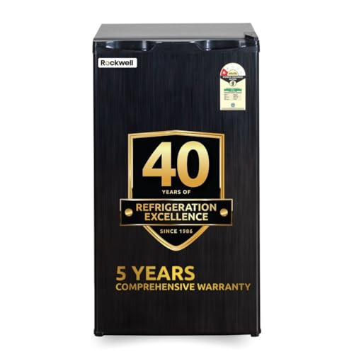 ROCKWELL Mini Fridge with 5 Year Warranty, Direct Cool Technology, Single Door Refrigerator Ideal for Bedroom, Small Spaces, Hostels, and Offices, Grey (MB 100)