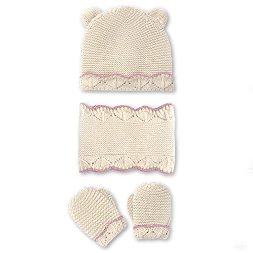 Bonnet écharpe gants bébé 9-18 mois couleur écru tricot hiver