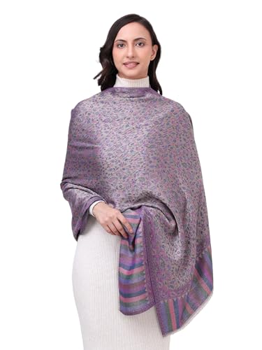 Image of EH Pashmina Stole, Reversible Jamawar weave in beautiful paisley & floral, very soft MODAL fabric, all season Stole, Scarf, Wrap.