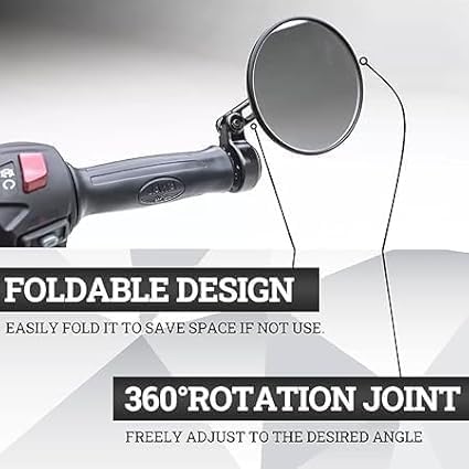 Image of Premium Handle Bar End Mirror compatibility for Jawa 42, Bobber, Classic, Yezdi Roadster, Yezdi Scrambler, New Reborn Classic, Left and Right Side Pair