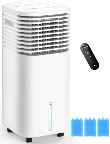 CENSTECH Windowless Air Conditioner, Swamp Cooler with 4 Modes & 3 Speeds, 15H Timer for Smart Auto-off, 2-Gal Tank for 20H Cooling, Remote, 120° Oscillating Portable Air Conditioners No Hose Needed