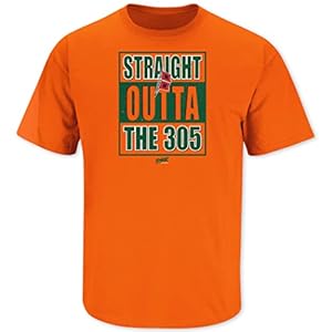 Miami Football Fans. Straight Outta The 305 Orange T Shirt (Sm-5X) (Short Sleeve, 2XL)