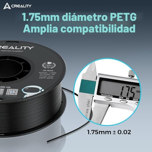 Miniatura 4 de Creality Petg Filamento 1.75 Para Impresora 3d: Excelente Tenacidad Alta Precisión Dimensional - 0,02 Mm, Bobina De 1kg 2,2lb For Con La Mayoría De Impresoras 3d Fdm,Petg Negro