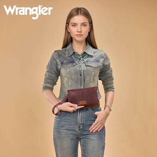 Image of Wrangler Womens Wristlet Wallet RFID Blocking Bifold Clutch Credit Card Holder Purse with Crossbody Strap