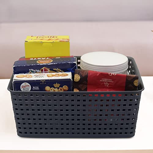Vababa Pack Of 4 Weave Plastic Baskets, Gray Plastic Storage Basket #TOP5