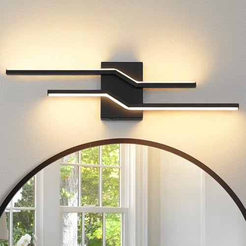 Image of 24 Inch Vanity Light for Bathroom Lighting Fixtures Over Mirror Black Dimmable 5CCT 24W Modern Bath Vanity Lights Bar Wall Sconces