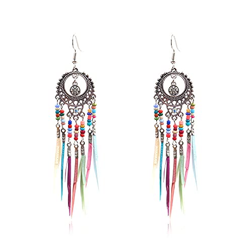 Boucle d'oreille plume longue, le cadeau d'anniversaire ethnique idéal pour elle
