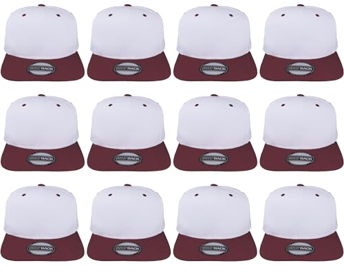 Image of Gelante Plain Blank Flat Brim Adjustable Snapback Baseball Caps Wholesale LOT 12 Pack