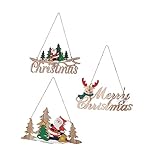 Artibetter 3 Uds Puerta De Madera De Navidad Colgante Placa De Puerta De Metal Corona De Metal Carteles Vintage Letras De Madera Cartel De Pared Feliz Navidad Corte De Madera Adorno De Metal