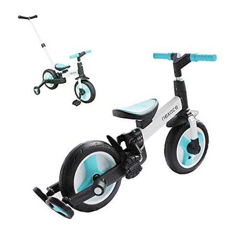 nexace Kids Balance Bike,Toddler Bike with Foldable Training Wheels,Removable Pedal and Parent Push Bar,Foldable Bicycle,Ages 2-4 Years (Blue) Cover