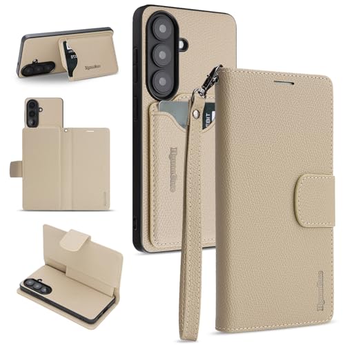 2in1 RFID �X�g���b�v�t�� Galaxy S26 �p �P�[�X SC-51G SCG36 �J�o�[ �蒠�^ PU���U�[ �J�[�h���[ 5�� �J�����ی� �ϏՌ� �}�O�l�b�g �M�����N�V�[ (�x�[�W��)