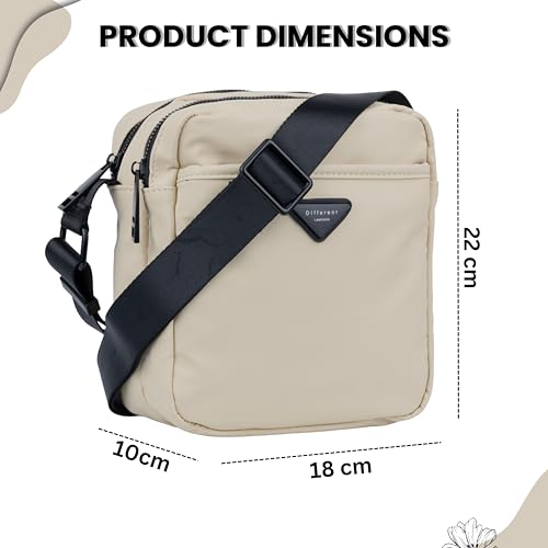 Image of TS WITH TECHSUN Crossbody Sling Bag for Men & Women | High-Capacity PU Leather Travel Shoulder Bag with 5 Zipper Compartments | Adjustable Strap | Lightweight Travel & Office Pouch