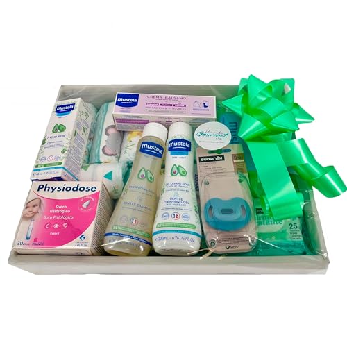 Canastilla Bebé Recién Nacido Cesta Regalo Unisex para Nacimiento y Baby Shower Set de Regalo con Tarjeta Personalizable Ideal para Bautizo y Mamás Primerizas de 0 a 6 Meses Envío Directo al Hospital!