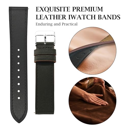 Italy Genuine Leather Watch Bands Compatible with Samsung Galaxy Watch 7 6 5 4 40mm 44mm, 5 Pro 45mm, 6 4 Classic Active 2, 20mm Quick Release Leather Watch Straps Replacement Band for Women Men