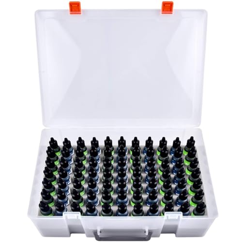 Alcohol Ink Storage Case and Paint Carrying Organizer, Miniature Holder Fits 77pcs Bottles of Alcohols Inks, Paints Set and Dynamic Tattoo Ink with Foam Insert. Multiple-use Travel Container(Box Only)