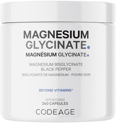 Codeage Magnesium Glycinate Pills - High Absorption Magnesium Bisglycinate Supplement - 2-Month Supply - Black Pepper for Bioavailability, Bisglycinate Mineral Supplement - Non-GMO - 240 Capsules