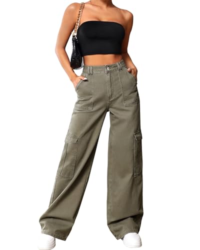 Cargo Pants Women High Waist Baggy Cargo Jeans Relaxed Fit Y2K Streetwear Pants Casual Combat Military Trousers.