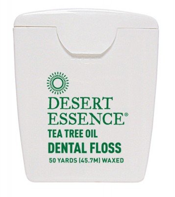 Desert Essence Tea Tree Oil Dental Floss, No Alcohol, 50 Yards (45.7 M) Waxed (Pack Of 2) #TOP13