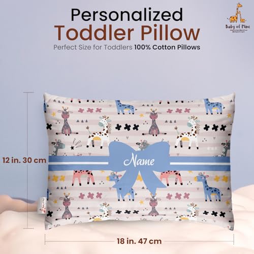 Image of Personalized Pillow for Kids a€ inch Custom Name, Super Soft Cotton Kids Cushion for Infants & Toddlers, 1 Month to 5 Year Olds, Adorable Prints
