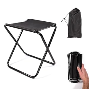 Portable Folding Stool with Storage Bag for Hiking, Fishing, Backpacking, Picnic, Camping, Hunting, Black, HYCT-050