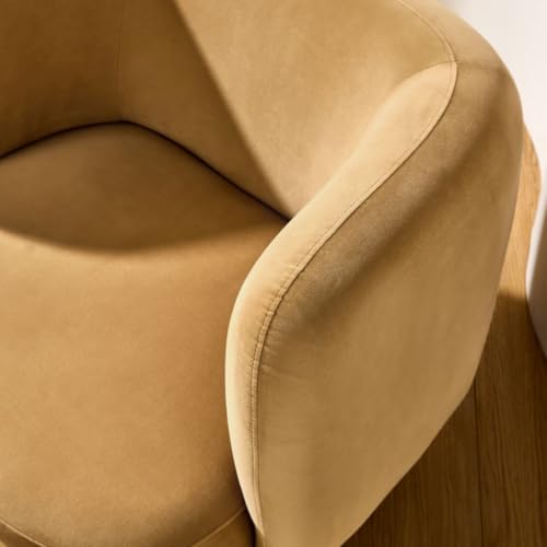 Image of Kingsman Furnitures Nova Swivel Accent Arm Chair for Home | Bedroom, Living, Dining & Drawing Room | Ultra Soft and Comfortable (Soft Caramel Brown Velvet)