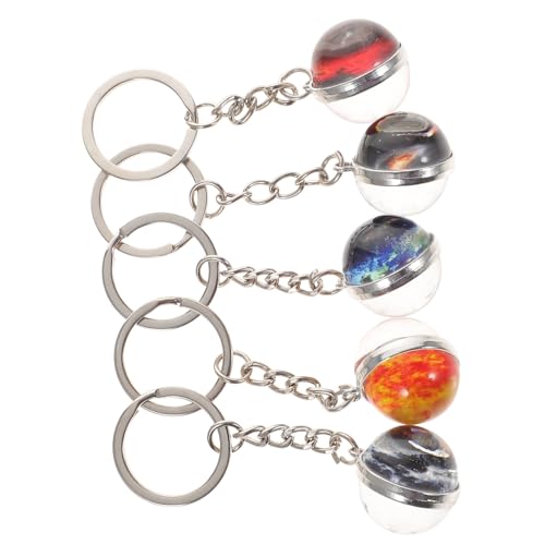 SHERCHPRY 5Pcs Glass Planet Keychain Adorable Bag Pendant for Car Keys Unique Celestial Decor Sun and Moon Designs present for Boys
