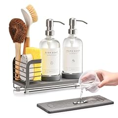 Grey Sink Caddy + Clear Bottle + Silver Pump