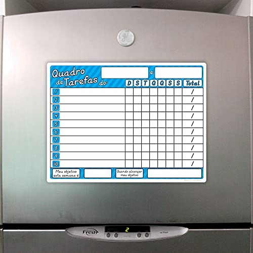 Ímã De Geladeira Quadro De Tarefas Dois Irmãos Azul