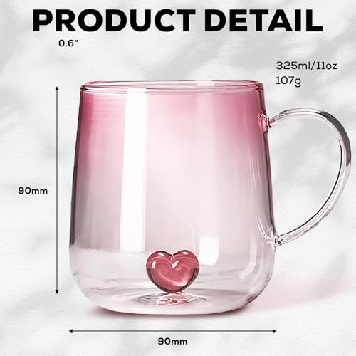Taza de vidrio con diseño degradado rosa floral 11 onzas miniatura 5