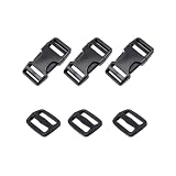 Ahijklmn Plastic Buckles,Side Release Plastic Buckle clips + Tri Glide Slides Heavy Duty Strap Replacement Buckle Clips Snap Sliders for Backpack Parachute (1 inch - 3 Sets)