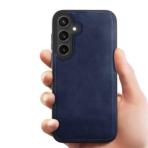 Image of Leather Case for Samsung Galaxy S23FE Premium Protective Stylish Slim Cover with Shockproof Raised Edges Blue