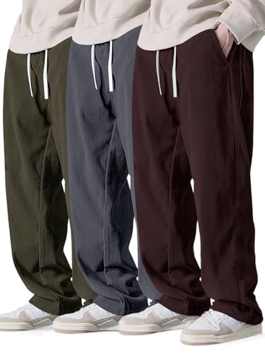 Image of Pinkmint Men's Stretchable Ribbed Track Pants | Poly Lycra Relaxed Fit Trousers | Elastic Waist Drawstring Joggers | Casual, Gym, Lounge Wear for Men