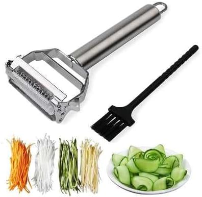 Miniatura 4 de Pelador de cocina para papas y verduras, acero inoxidable 3 en 1 con doble cuchilla, cortador de frutas, pepino, verduras y juliana y más, cortador