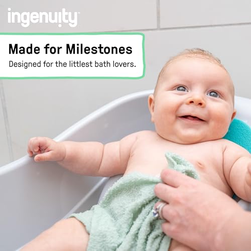 Image of Ingenuity Foldaway 2-Position Bather, 2-Position Adjustable Support Baby Bath seat for Sink or Bathtub, Ages 0-6 Months, up to 20 pounds, Pink