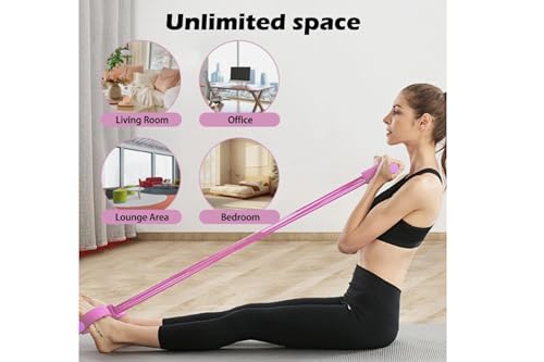 Image of yeMaaR's pink 6 tube Tummy Trimmer Abs Workout Equipment Exercise Equipment pedal resistance band Stomach Exercise Leg Exercise Belly Fat Burner for Men and Women Pull Reducer