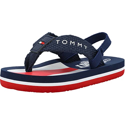 Tommy Hilfiger Varsity Print Flip Flop Blue Fabric 8 Us Toddler #TOP26