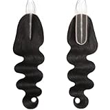 2x6 HD Transparent Skinlike Human Hair Lace Closure Body Wave 14inch 100% Brazilian 2x6 Closure Virgin Human Hair Kim K Middle Part Closure Body Wave Natural Black Glueless Pre Plucked Bleached