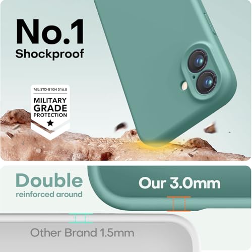 Image of LOVE 3000 Designed for iPhone 16 Case, Premium Silicone with [Soft Anti-Scratch Microfiber Lining] Shockproof Protective Phone Case for Men Women Girls 6.1 inch, Pine Green