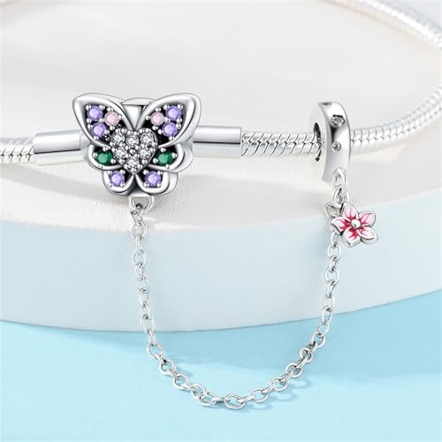 Image of 925 Sterling Silver Snake Chain Bracelets Fit Pandora Charms,Heart Clasp Bracelets Perfect For Any Glamour Gift for Women with 5 A Cubic Zirconia