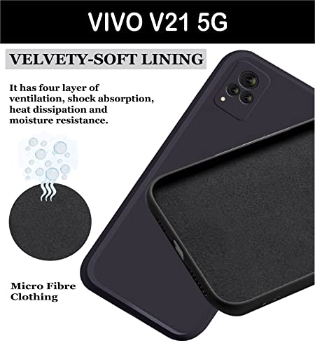 Image of A rtistque Liquid Silicone Matte Shockproof Flexible with Camera Protection Back Cover Case for Vivo V21 5G - Black