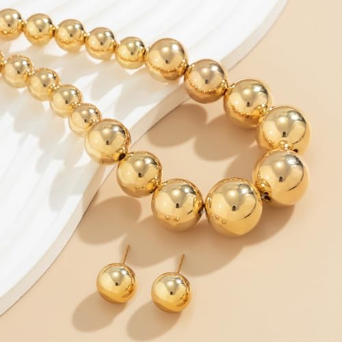 Women Boho 1920s Pearls Choker Necklaces with Earrings Set Gold Dainty Pearls Choker Necklaces Fashion Chunky Pendant Multilayer Adjustable Layering Chain Necklaces for Women3