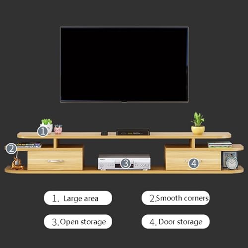 Meuble TV flottant blanc et console multimédia murale de rangement