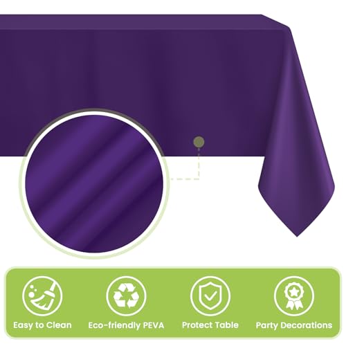 Image of Mulbozy 4 Pcs Purple Plastic Table Cloth Disposable, 54 x108 Inch
