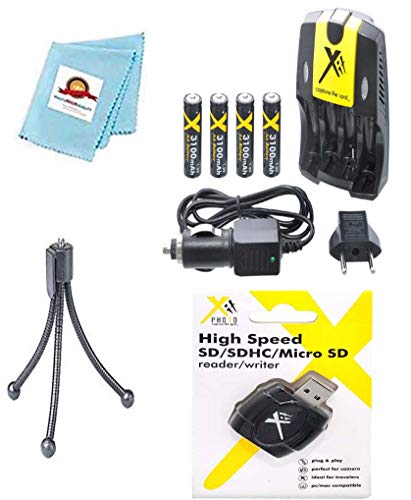 AA Charger 110/240V + 4 Batteries + Card Reader + Tripod for Canon NB4-300 NB4300, Canon SX110, Canon SX150 IS SX120, Canon SX130, Canon A800