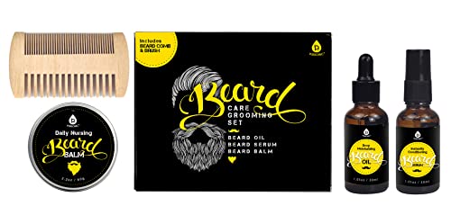 Pursonic Fathers Day Beard Kit Gifts For men - Care Grooming Set-Ultimate - Beard Grooming Kit For Men - Beard Comb, Beard Oil,Beard Balm & Beard Serum, Beard Growth Care Gifts for Men
