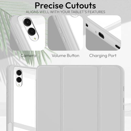 Image of Robustrion Cover Case for Samsung Galaxy Tab S11 Ultra 14.6 inch Cover with [S-Pen Holder], Hybrid Flip Cover Case for Samsung S11 Ultra Tablet 14.6 inch with Transparent Back [Auto Sleep Wake] - Grey