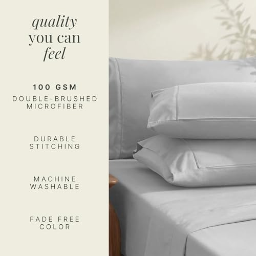 Image of Hearth & Harbor Extra Deep Pocket Queen Sheets Sets - Fits Mattress 18-24 Inches Deep - Extra Deep Pocket Sheets - 6 Piece Queen Size - Silver