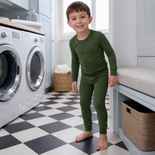 Image of BABY 2T-10Y Toddler Kids Girls Boys Soft Comfy Viscose 2pcs Set Long Sleeve Plain Shirts and Pants Sets