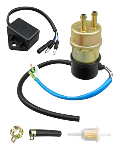 Vaticas Electric Fuel Pump 12V Fit for Kawasaki Mule 2510 3010 3000 3020 2500 2520 1000 with Fuel Pump Cut Off Relay Replace 49040-1055 27034-1053, 8mm In/Outlet